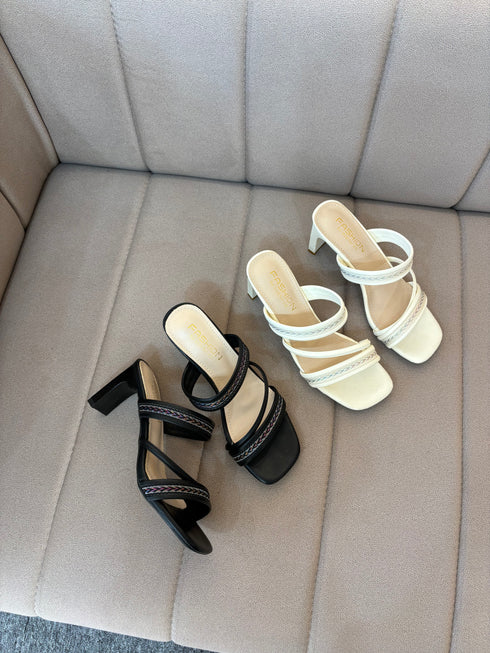 Vintage Double Strap Slid on Heels